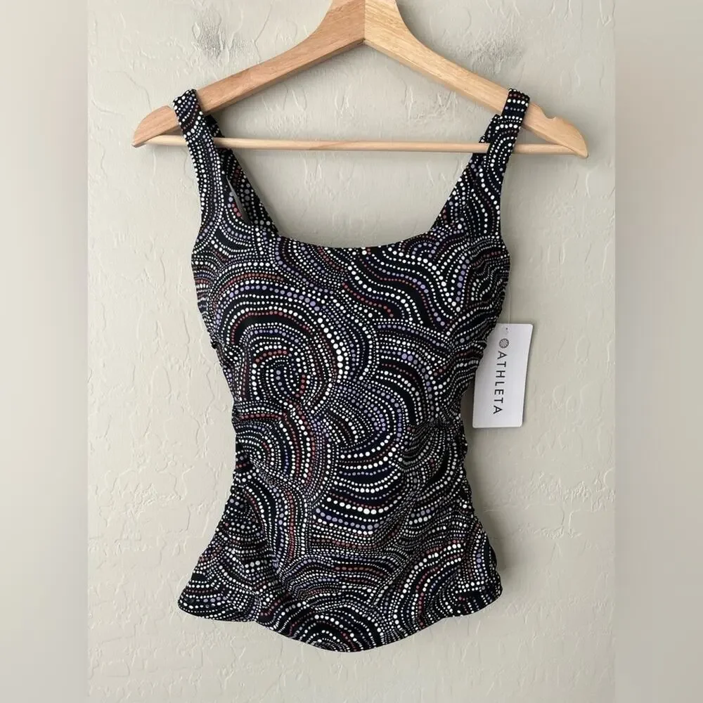 Athleta square neck tankini swim top 32D / DD NWT